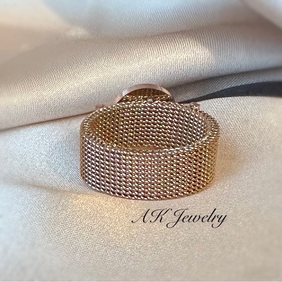 💎RING ROSE GOLD Roman Numeral Design Chain Stainless Steel Black Onyx - Picture 4 of 5